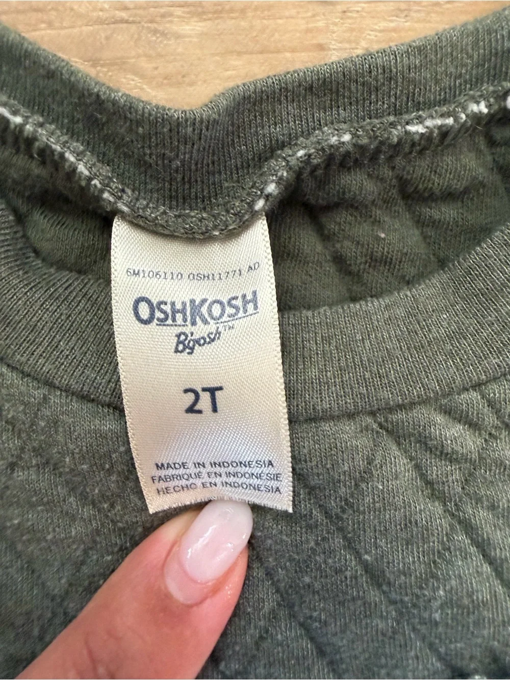 OshKosh B'gosh Quilted Olive Green Crewneck Sweatshirt